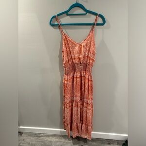 Blue B Collection Red Paisley V-Neck Midi Dress